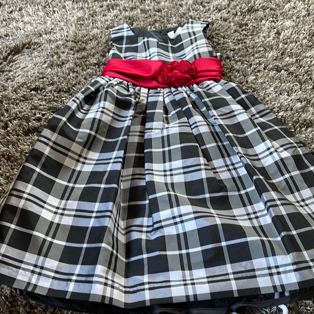 Black an White Plaid with red bow
